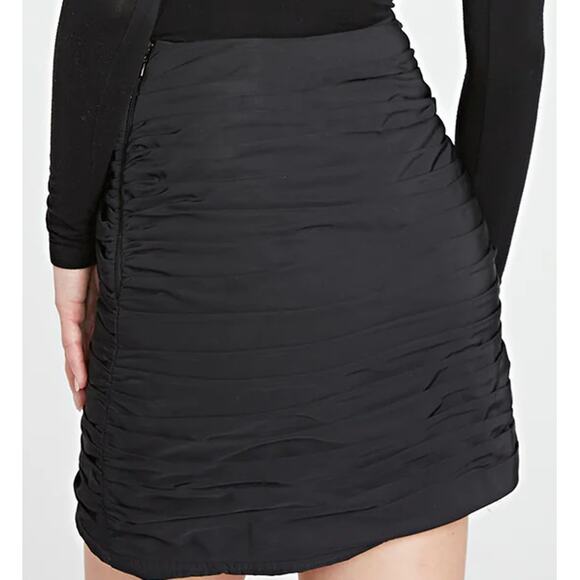 NEW AMUR Black Ruched Size Zip Kehlani Tie Mini Skirt Size 6 DESIGNER FORMAL - Picture 3 of 10